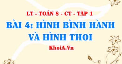 Dấu hiệu nhận biết hình bình hành, hình thoi, Tính chất của hình bình hành, hình thoi? Toán 8 bài 4 ct1c3b4